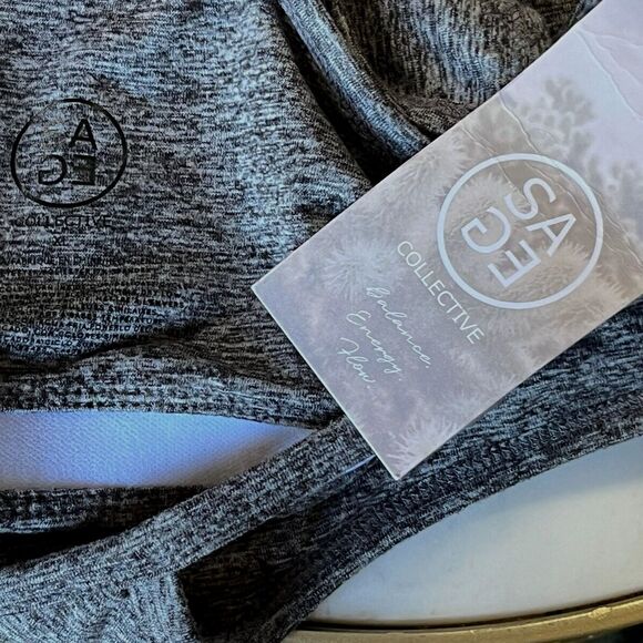 Sage Collective Sport Bra NWT XL Racerback Removable Cup Gray Fitness Athleisure - Picture 4 of 4